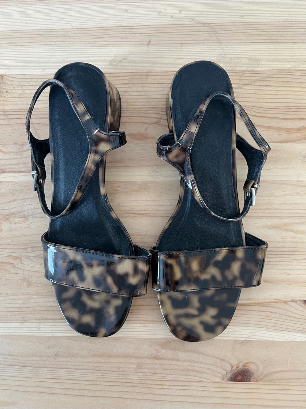 ASOS Tortoiseshell Slingback Sandals in Black and Brown
